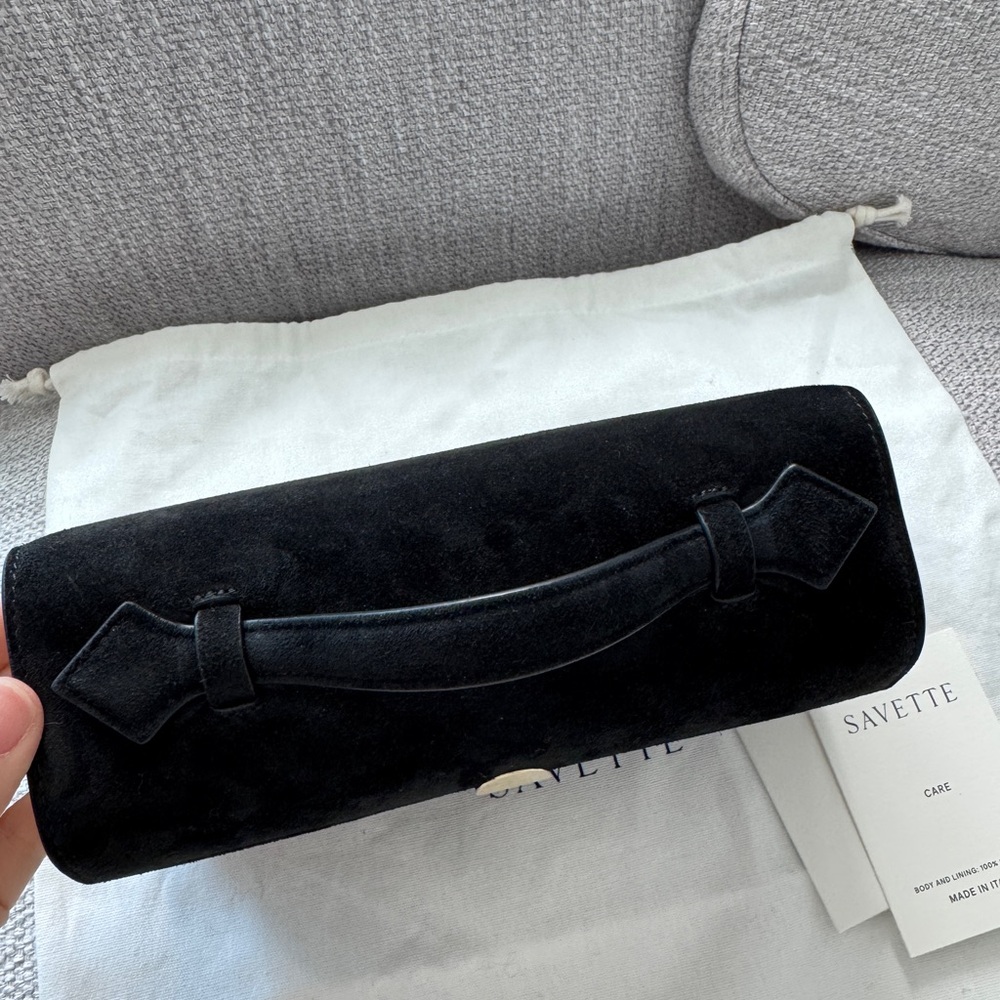 Savette Symmetry Pochette Bag In Black Suede - Picture 7 of 7